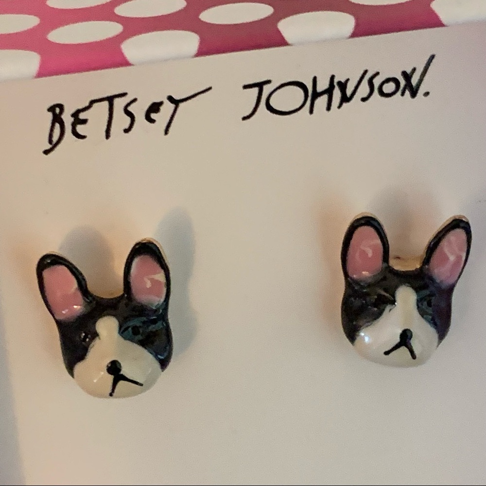 Betsey Johnson dog earrings Boston Terrier  Frenchie French bulldog - Picture 3 of 7